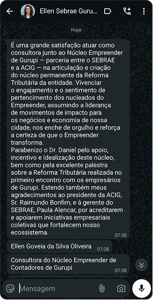 Depoimento de aluno